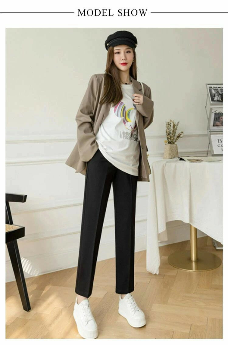 マタニティパンツ レディース マタニティ パンツ スラックス スーツ オフィス 春 秋 マタニティウェア 薄手 夏 フォーマル 妊婦服 仕事 調節可能 アジャスター 産前 産後 妊婦ズボン OL 通勤 事務服 9分丈 通勤 おしゃれ 脚長 大きいサイズ 着やせ お出かけ 3