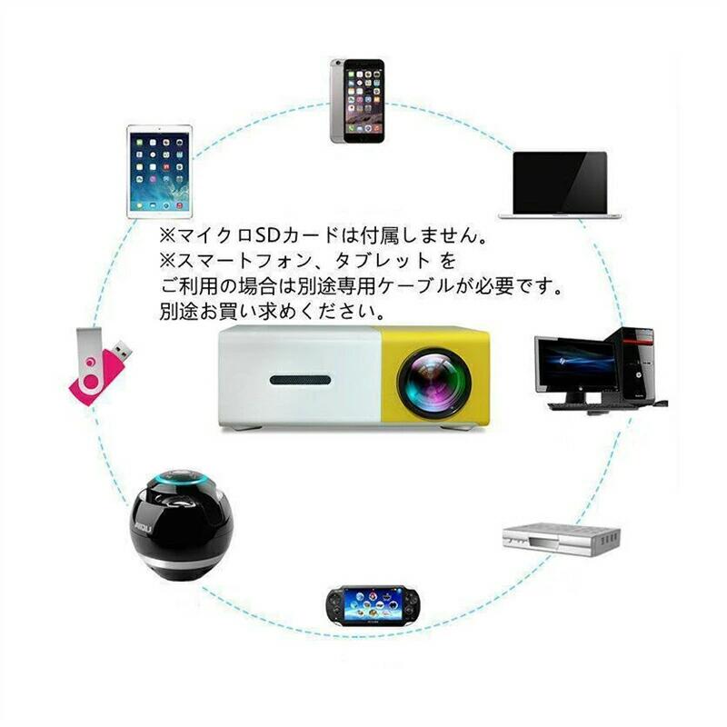 プロジェクター 小型 高画質 Led投影機 家庭用Min Projector Led光源、軽便携帯式、ホームシアター パソコ ン スマホ タブレット ゲーム機など接続可能 /ZH