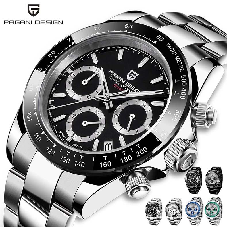 【基本仕様】 ■型番：PD-1644 ■ムーブメント： クオーツ ■ケースの材質： ステンレス ■ダイヤル直径： 40mm ■バンドの長さ： 220mm ■ケース厚： 12mm ■バンド幅： 20mm ■重さ約：134g ■防水グレード：3ATM ■カラー：シルバー×ブラック、シルバー×ホワイト、シルバー×ブルー、シルバー×グリーン、ブラック×ブラック、ブラック×グレー ※実寸は商品によって若干の誤差(1cm～3cm )がある場合がございますので、予めご了承ください。 【ご注意】 ※新品ですが、輸入品のため稀に汚れや傷等がある場合がございますが、ご了承下さい。 ※外観及び仕様は予告なく変更になる場合もございます。 ※モニターの発色により実際のものと色が異なる場合があります。 ※初期不良の場合、新品を交換することまたは返品が可能でございますので、お気軽にお問い合わせくださいませ。 ※本製品を使用して発生しうる、事故、損害、損傷、破損等、さらに二次的事故損害についても 弊社では一切の責任を負いかねます。