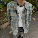 メンズ レディース アメリカン レトロ チェック柄 シャツ カップル ストリート 長袖 トップス 雰囲気