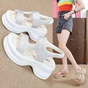 新生活用品 厚底 美脚 サンダル 母の日 スニーカー シューズ 靴 厚底 靴 疲れない サンダル 母へ贈り物 通気性 韓国風 カジュアル 歩きやすい