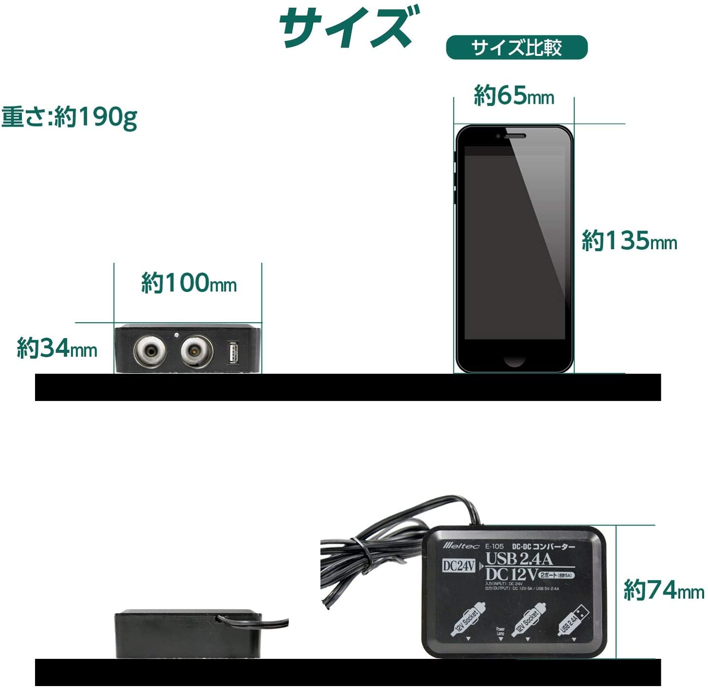 USB�ϥ� �� 24V �����å�2�� 5A USB1�� 2.4A ���������꡼�����åȥ����� �缫���� E105