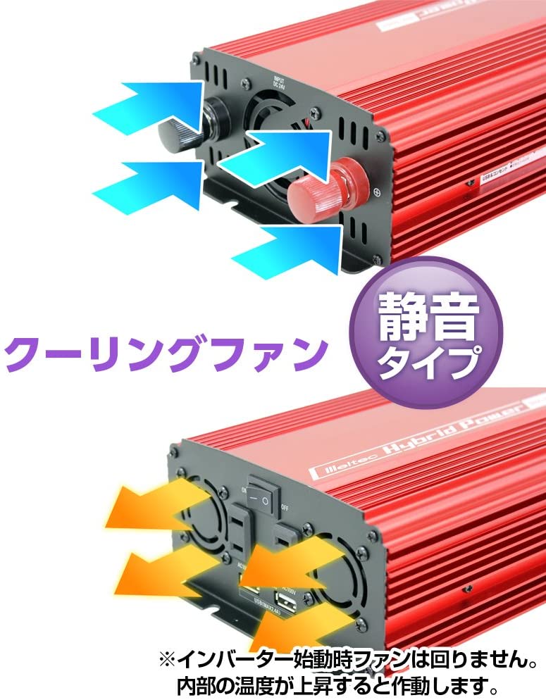 USB コンセント タップ 車 24V コンセント2口800W USB2口2.4A 静音タイプ 大自工業　SIV1001