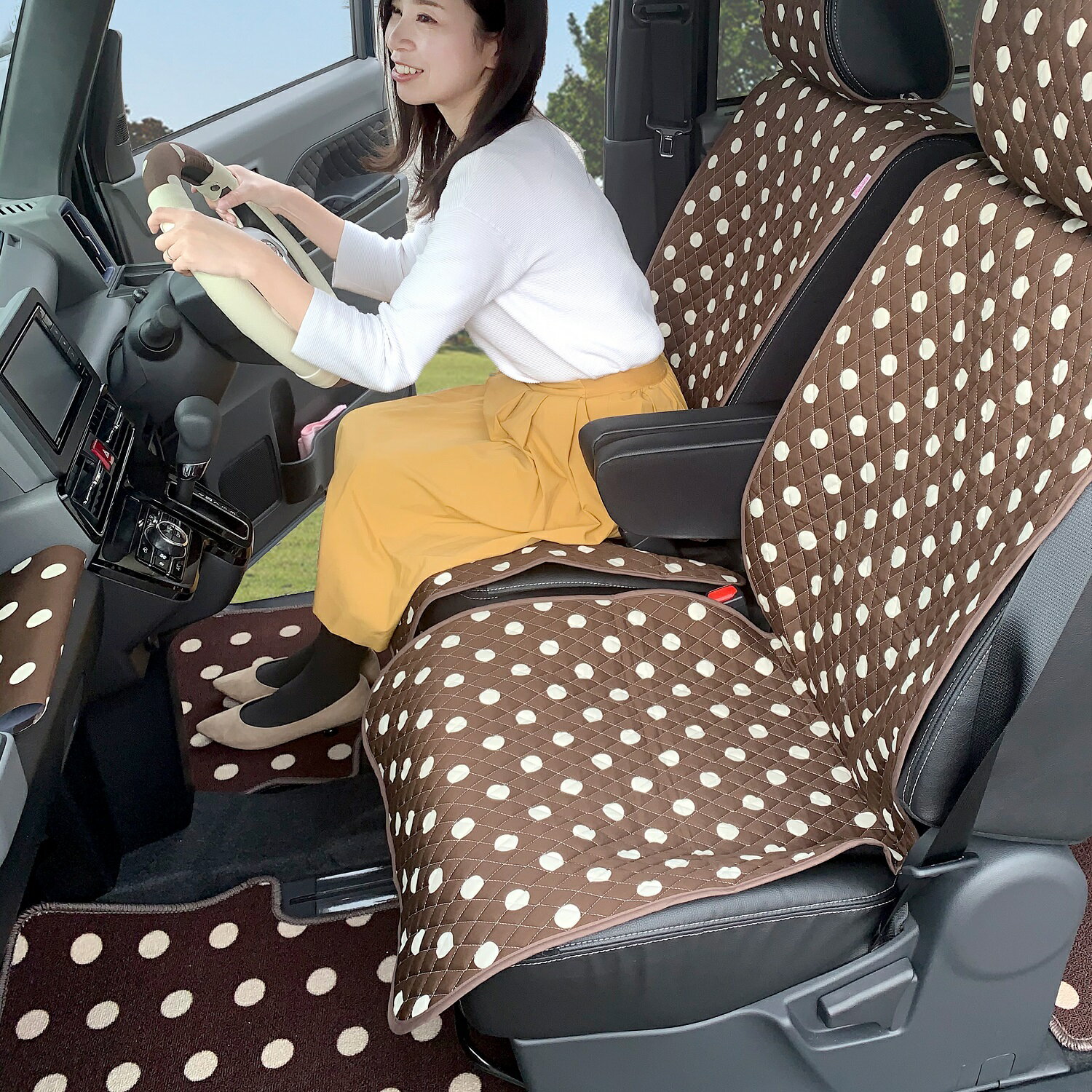 【トートバッグプレゼント】キャロル 専用【 水玉チョコ/水玉ブラック/ピンキーハート 】 フロアマット 1台分（ HB36S ）（ かわいい 可愛い 軽自動車 マット フロアーマット カーマット ドット ハート 黒 白 茶 ピンク）