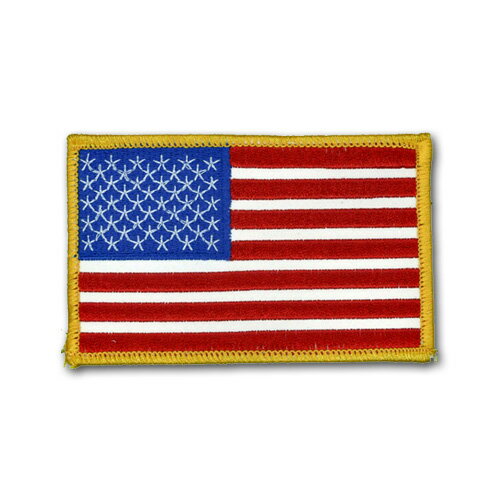 アメリカ国旗 - 左肩用 反射パッチ（ゴールドエッジ)【縫付タイプ】