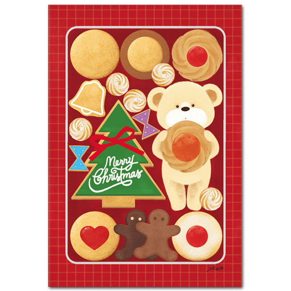 ほんわかあったかポストカード「クリスマス・クッキー」かわいい絵葉書