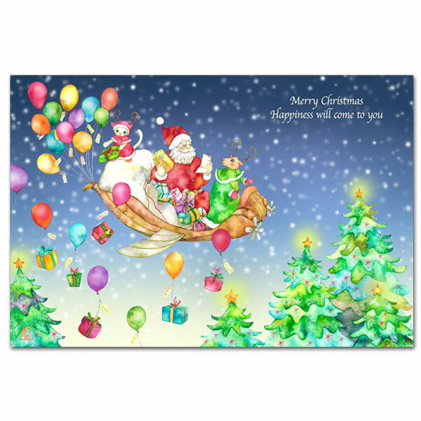 楽天ポストカードと和雑貨の和道楽えかき雲屋・クリスマスポストカード「メリークリスマス」
