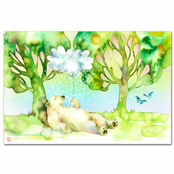えかき雲屋・水彩イラストポストカード「シロクマの休日」
