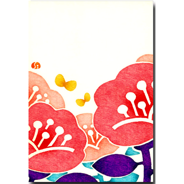 和風イラストポストカード「花とちょう」花の絵葉書 和道楽