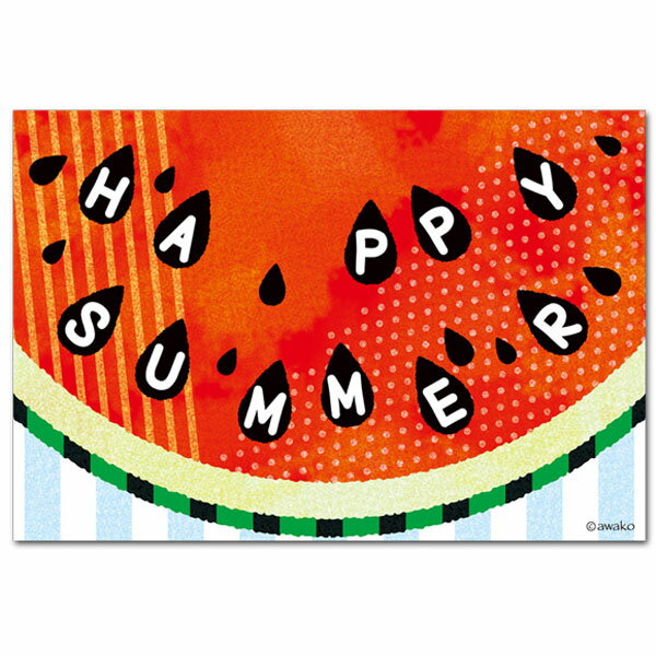 SUMMERポストカード「すいか」暑中見舞い(3)