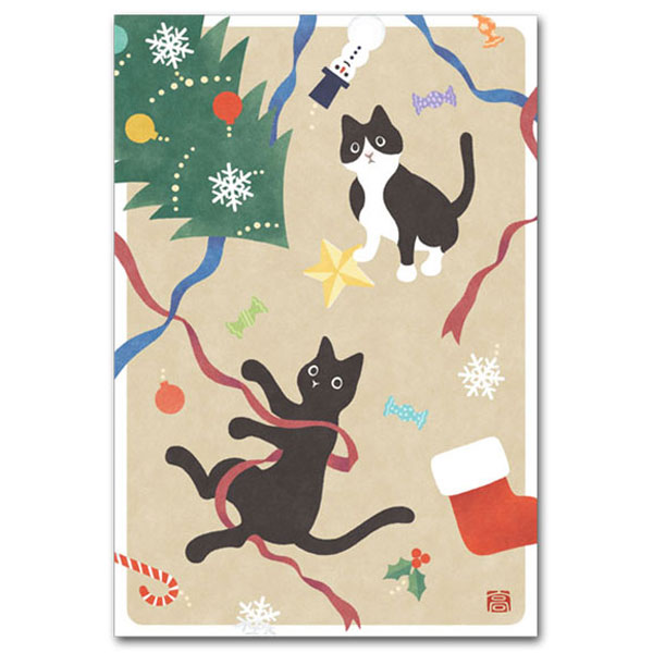 猫のイラスト「クリスマスねこ」クリスマスカード