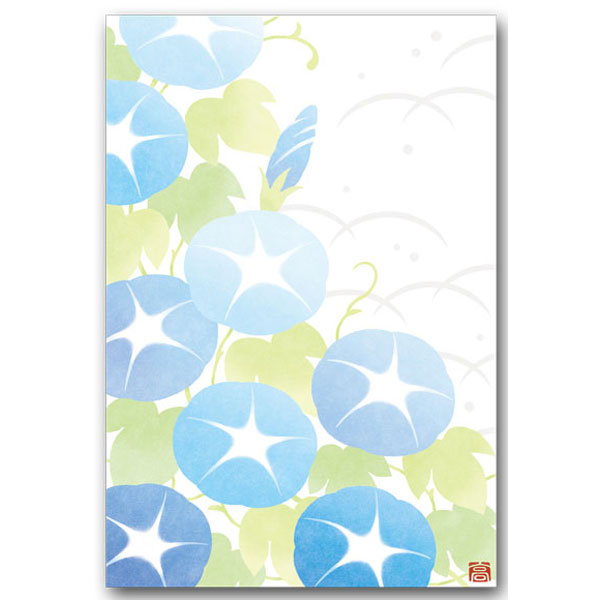 夏のイラスト絵葉書「あさがお」暑中見舞い