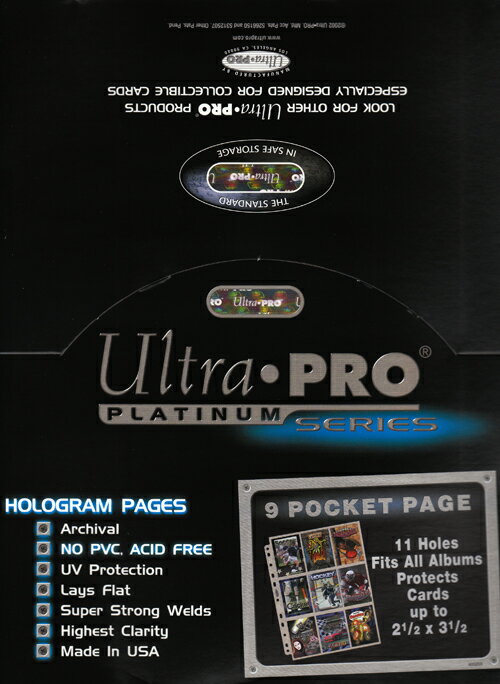 カード収納用プラチナム9ポケットシート11穴(100枚入りBox)ウルトラプロ(UltraPro)(#209D-1EBox)