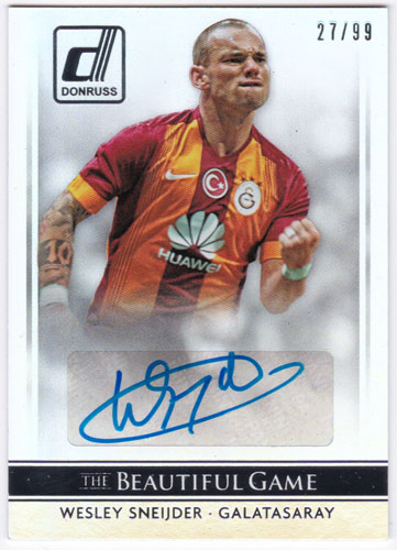 ヴェスレイ・スナイデル 2015 Panini Donruss The Beautiful Game Signatures Auto Silver 27/99 直筆サインカード / Wesley Sneijder