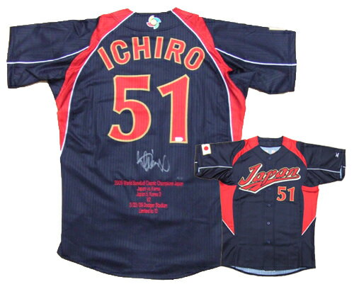 12/3入荷★ 【MLBホログラム付】 イチロー直筆サイン入りジャージ WBC日本代表優勝記念刺繍入り 10枚限定！(ワールドベースボールクラシック 日本代表 ロード)侍ジャパン WBC (祝！イチロー9年連続200安打達成)のサムネイル