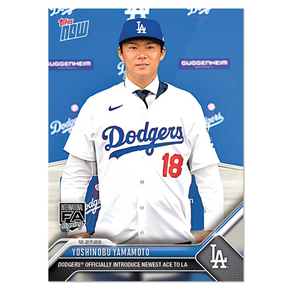 山本由伸 OS-25 ロサンゼルス ドジャースの入団会見を記念したカード- Dodgers Officially Introduce Newest Ace to LA - Yoshinobu Yamamoto 2023 Topps Now Card 2/1入荷