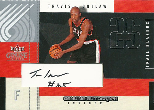 トラビス・アウトロー NBAカード Travis Outlaw 03/04 Fleer Genuine Insider Genuine Autograph Insider