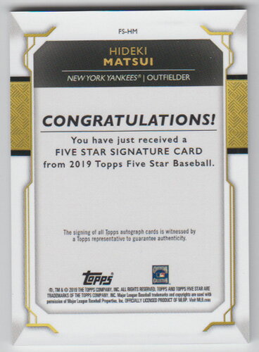 松井秀喜 Mlbカード 19 Topps Five Star Signatures Autograph 13 カードファナティック 松井秀喜 Mlbカード 19 Topps Five Star Signatures Autograph 13 カードファナティック