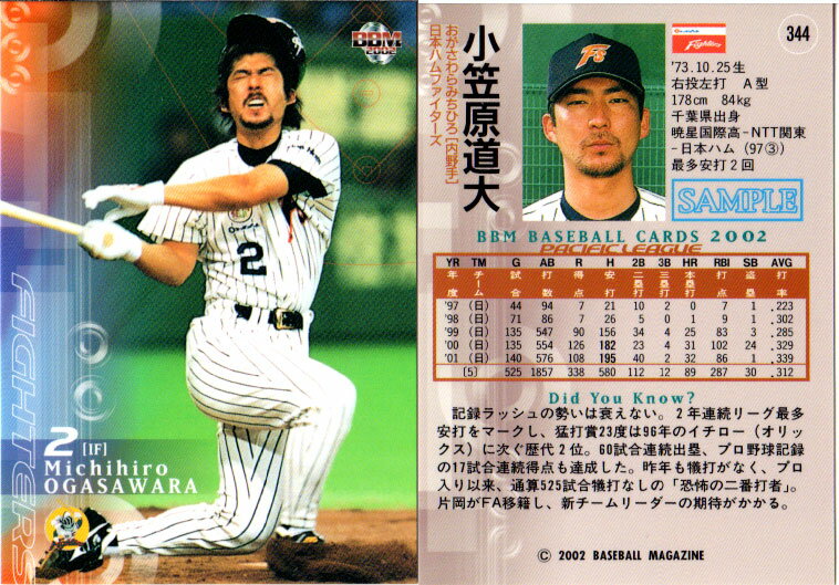 BBM2002 ベースボールカード ファーストバージョン サンプルカード／ファーストバージョン・セカンドバージョン プロモーションカード
