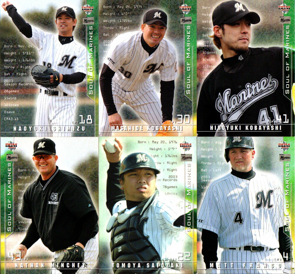 BBM2004 千葉ロッテマリーンズ インサートカード・現役主力選手 (No.SM1-No.SM16) 【 清水直行 小林雅英 小林宏之 ミンチー 里崎智也 フランコ 堀幸一 福浦和也 サブロー ベニー 】