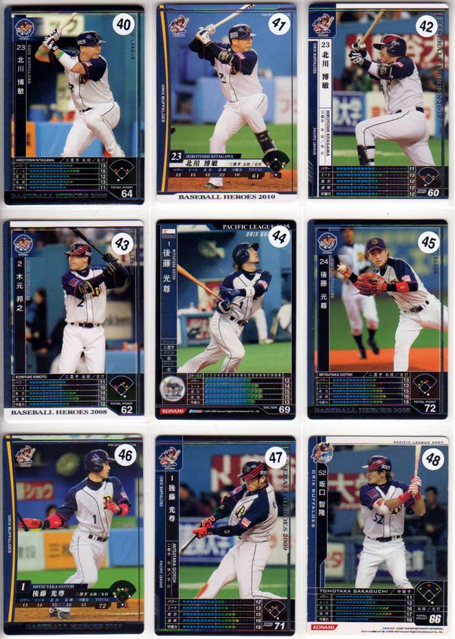 KONAMI BASEBALL HEROES 150円カード(オリックスバファローズ No.7)