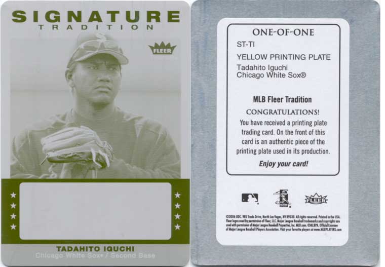 【1 of 1】井口資仁 2006 Fleer Tradition Yellow Printing Plate Card Tadahito Iguchi