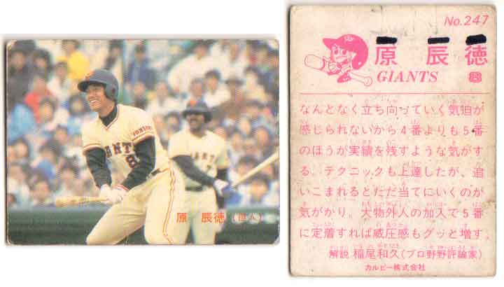 Horse Racing - カルビー1983 プロ野球チップス No.247 原辰典