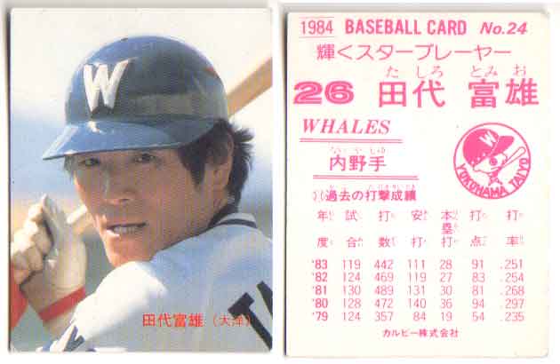 カルビー1984 プロ野球チップス No.24 田代富雄(B)