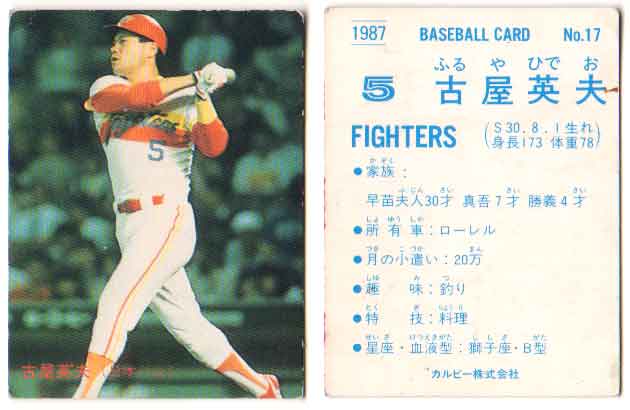 カルビー1987 プロ野球チップス No.17 古屋英夫(B)