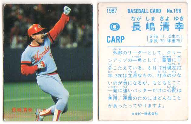 Soccer - カルビー1987 プロ野球チップス No.196 長島清幸(B)