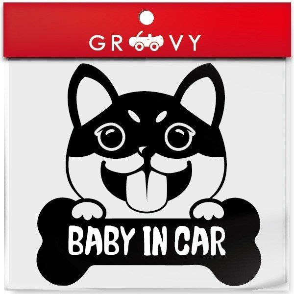 おもしろグッズ（1000円程度） 黒柴 犬 ステッカー 赤ちゃん 子供 乗ってます BABY IN CAR ベビー イン カー 車 自動車 エンブレム シール デカール アクセサリー ブランド アウトドア グッズ 雑貨 おもしろ かっこいい おしゃれ