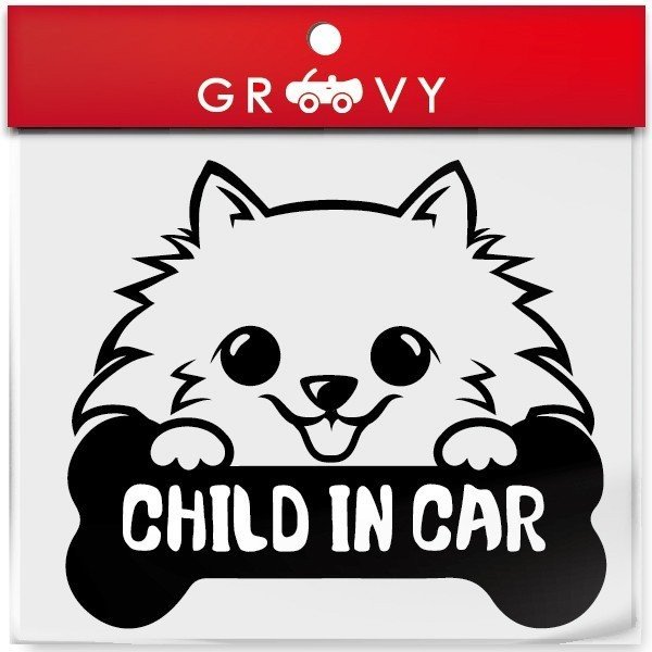ポメラニアン 犬 ステッカー 子供 乗ってます CHILD IN CAR チャイルド イン カー 車 自動車 エンブレム シール デカール アクセサリー ブランド アウトドア グッズ 雑貨 おもしろ かっこいい おしゃれ