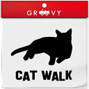横になる 猫 車 ステッカー CAT WALK 猫の通り道 通路 キャットウォーク ネコ ねこ かわいい おしゃれ エンブレム シール アクセサリー ブランド ...