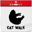 丸くなる 猫 車 ステッカー CAT WALK 猫の通り道 通路 キャットウォーク ネコ ねこ かわいい おしゃれ エンブレム シール アクセサリー ブランド アウトドア グッズ 雑貨 おもしろ かっこいい おしゃれ