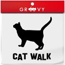 獲物を見つめる 猫 車 ステッカー CAT WALK 猫の通り道 通路 キャットウォーク ネコ ねこ かわいい おしゃれ エンブレム シール アクセサリー ブラ...