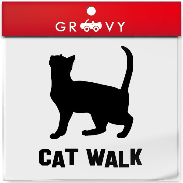見上げる 猫 車 ステッカー CAT WALK 猫の通り道 通路 キャットウォーク ネコ ねこ かわいい おしゃれ エンブレム シール アクセサリー ブランド アウトドア グッズ 雑貨 おもしろ かっこいい おしゃれ