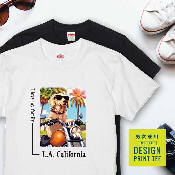犬 tシャツ 半袖 ダックスフンド クリーム バイク 西海岸 スクエア メンズ レディース ユニセックス 夏 海 ビーチ ハワイ リゾート フェス かわいい おしゃれ カジュアル 親子コーデ ペアルック 家族 ギフト プレゼント カリフォルニア サーフ アウトドア