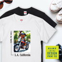 愛犬 Tシャツ 犬 ダックスフンド ブラック タン バイク 西海岸 スクエア プリント 半袖 服 プレゼント 誕生日 父の日 母の日 敬老の日 ギフト メンズ ...