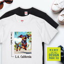 愛犬 Tシャツ 犬 ダックスフンド ブラック タン 散歩 西海岸 スクエア プリント 半袖 服 プレゼント 誕生日 父の日 母の日 敬老の日 ギフト メンズ レ...