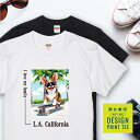 愛犬 Tシャツ 犬 コーギー トライカラー スケボー 西海岸 スクエア プリント 半袖 服 プレゼント 誕生日 父の日 母の日 敬老の日 ギフト メンズ レディ...