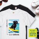 愛犬 Tシャツ 犬 ラブラドールレトリバー ブラック サーフィン 西海岸 スクエア プリント 半袖 服 プレゼント 誕生日 父の日 母の日 敬老の日 ギフト メ...