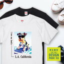 愛犬 Tシャツ 犬 シュナウザー ソルト ペッパー サーフィン 西海岸 スクエア プリント 半袖 服 プレゼント 誕生日 父の日 母の日 敬老の日 ギフト メン...