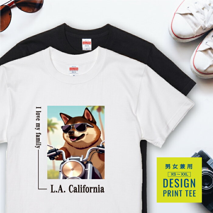 犬 tシャツ 半袖 柴犬 ゴマ ごま バイク 西海岸 スクエア メンズ レディース ユニセックス 夏 海 ビー..