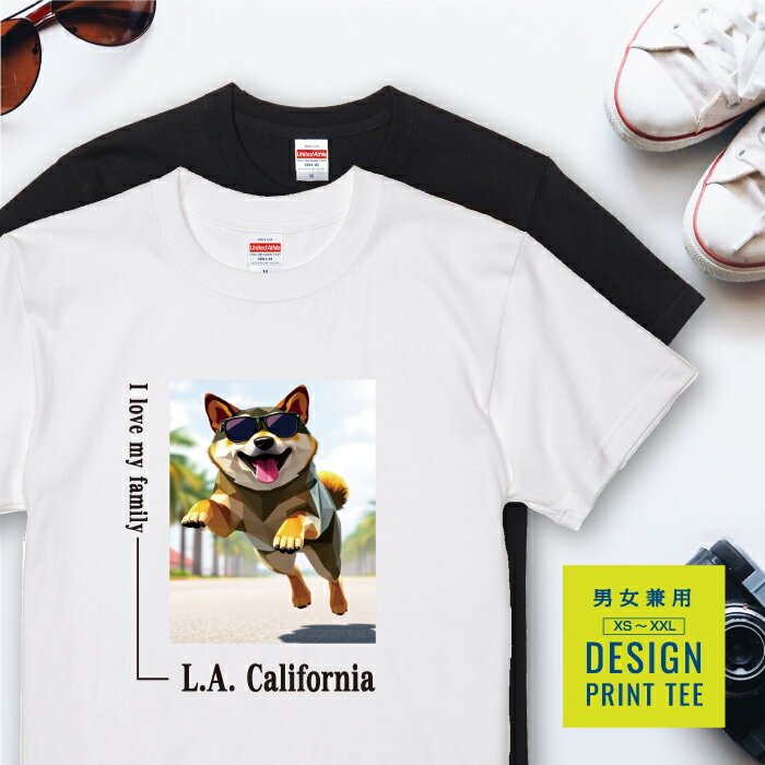 犬 tシャツ 半袖 柴犬 ゴマ ごま 散歩 西海岸 スクエア メンズ レディース ユニセックス 夏 海 ビーチ ..