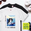 愛犬 Tシャツ 犬 キャバリア トライカラー サーフィン 西海岸 スクエア プリント 半袖 服 プレゼント 誕生日 父の日 母の日 敬老の日 ギフト メンズ レ...