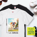 愛犬 Tシャツ 犬 ゴールデンレトリバー ライトゴールデン 散歩 西海岸 スクエア プリント 半袖 服 プレゼント 誕生日 父の日 母の日 敬老の日 ギフト メ...