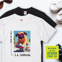 愛犬 Tシャツ 犬 パグ アプリコット スケボー 西海岸 スクエア プリント 半袖 服 プレゼント 誕生日 父の日 母の日 敬老の日 ギフト メンズ レディース...