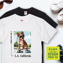 愛犬 Tシャツ 犬 ボストンテリア シール ホワイト スケボー 西海岸 スクエア プリント 半袖 服 プレゼント 誕生日 父の日 母の日 敬老の日 ギフト メン...