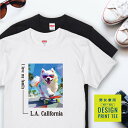 愛犬 Tシャツ 犬 サモエド さもえど スケボー 西海岸 スクエア プリント 半袖 服 プレゼント 誕生日 父の日 母の日 敬老の日 ギフト メンズ レディース...