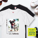 愛犬 Tシャツ 犬 ピットブル ブルー 散歩 西海岸 スクエア プリント 半袖 服 プレゼント 誕生日 父の日 母の日 敬老の日 ギフト メンズ レディース カジュアル 大きい サイズ 有り ブランド シンプル 白 黒 アウトドア